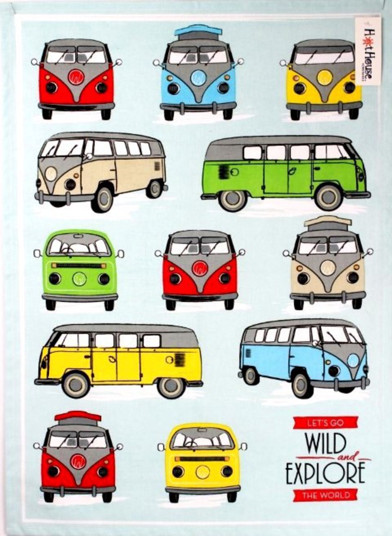 Campervan tea towel 'Let's go wild and explore the world' Code: T/T-CAM image 0